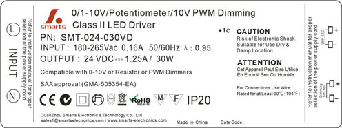 24v 30w constant voltage 0-10v