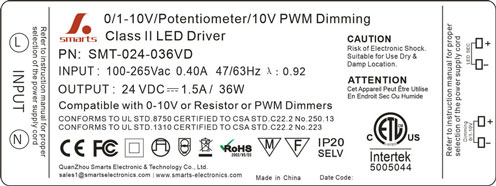 0-10v dimmable 12/24v 36w ce approved led driver