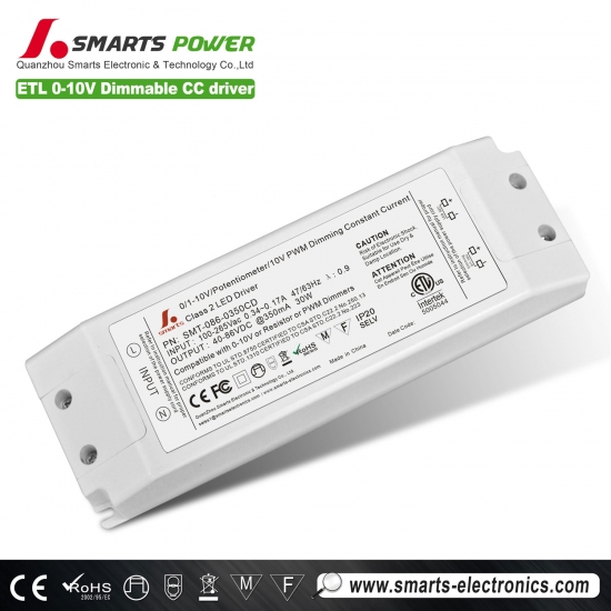  0-10v Dimmbar LED-Treiber, 30-W-LED-Netzteil, 350-mA-LED-Treiber
